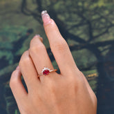 1 Carat Oval Cut Ruby Anniversary Ring Puppy Paw Unique Ring